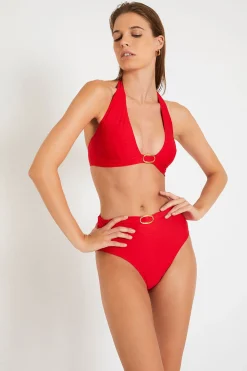 Maillot de bain rouge texturé SIYAM & ISHIA MERENGUE